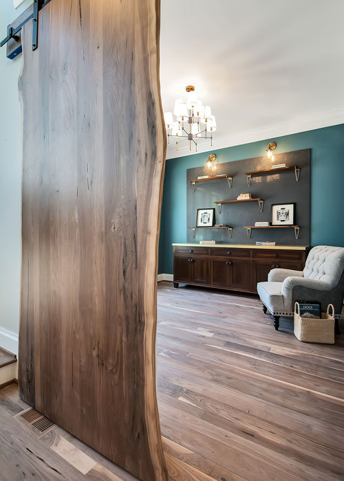 Live edge sliding door from Guzzo & Garner Home Builder Website