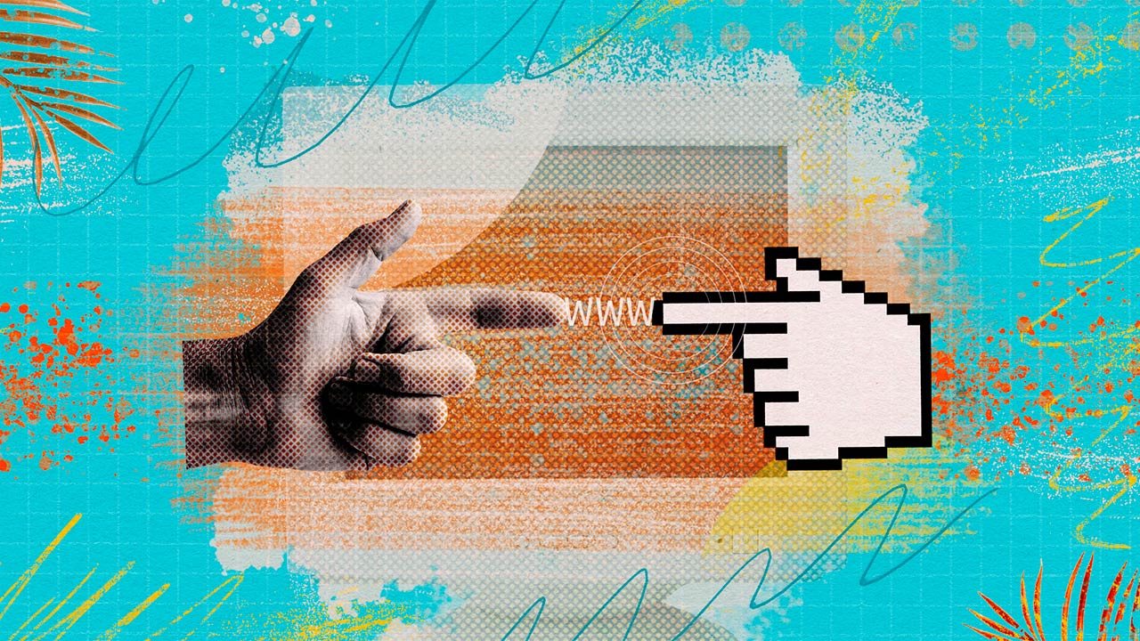 Two Hands Pointing Towards Each Other Collage