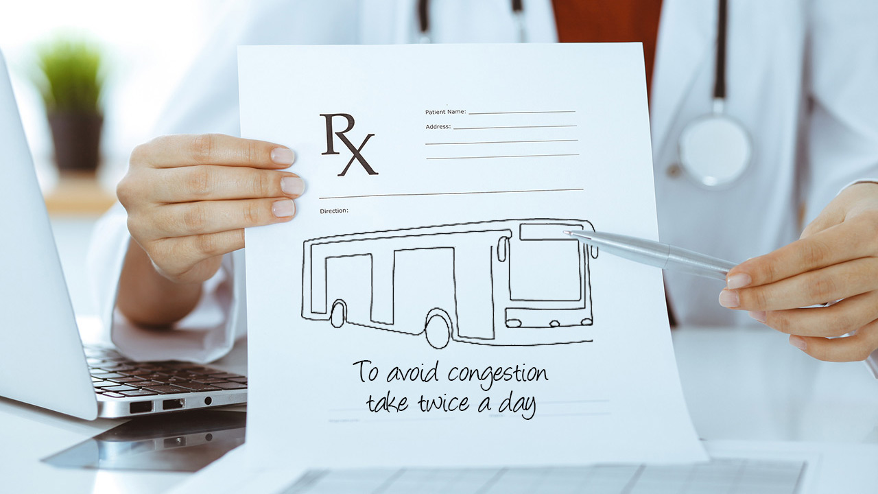 Doctors Rx Prescription Pad with bus illustration