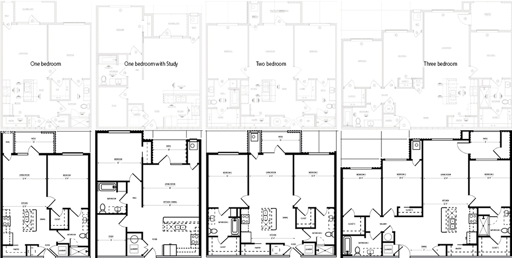 Floor plans for apartment community website