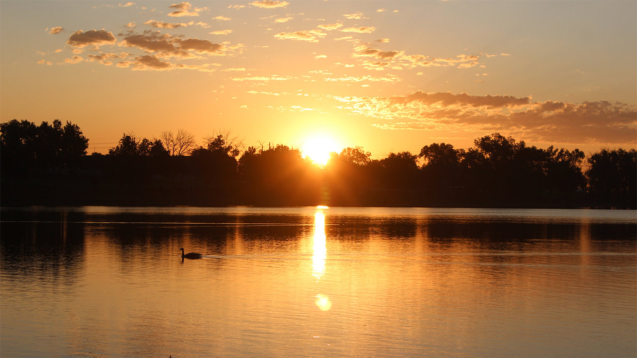 Sunset over lake