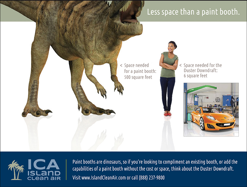 Island Air postcard with T-Rex