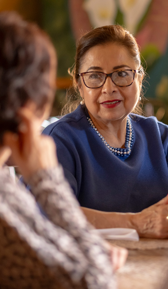 Latina candidate talking to community