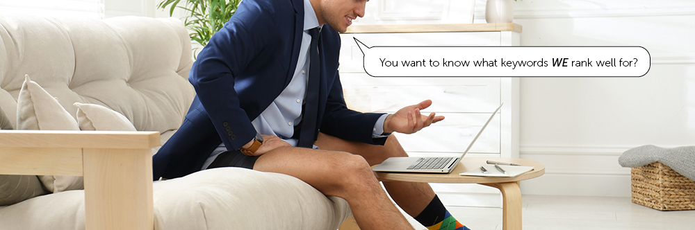 Man in underwear on laptop in conference call
