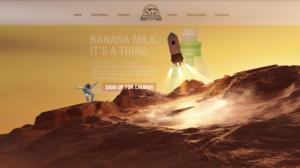 Rocket offer for banana milk landing page design